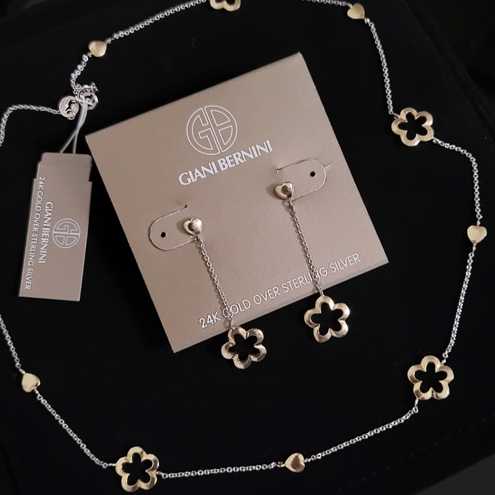 Giani Bernini 24K gold earings & necklace 4bundle